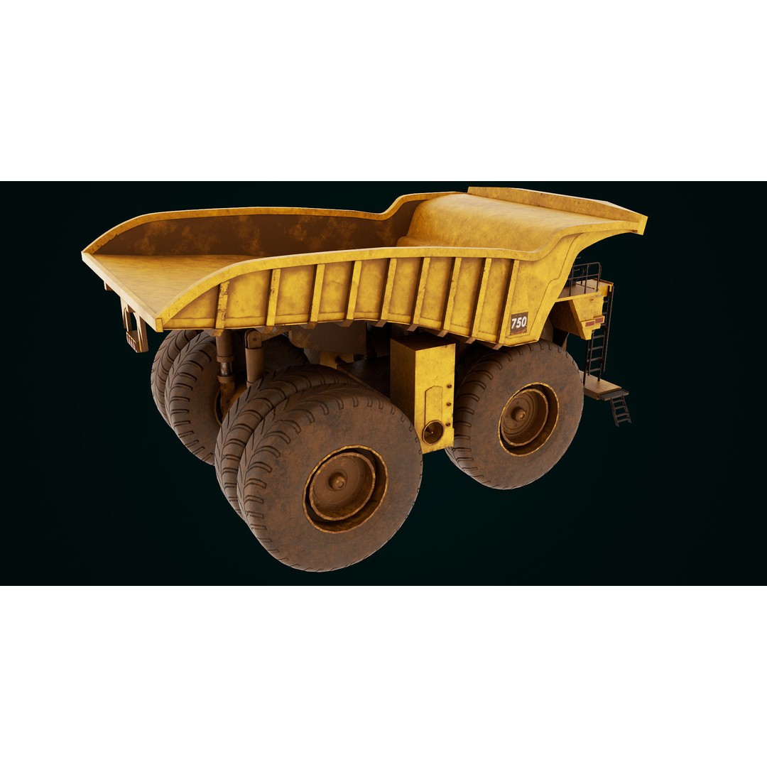 Dirty Mining Truck 3D Model – Rigged Low Poly Game Asset, FBX - View 16