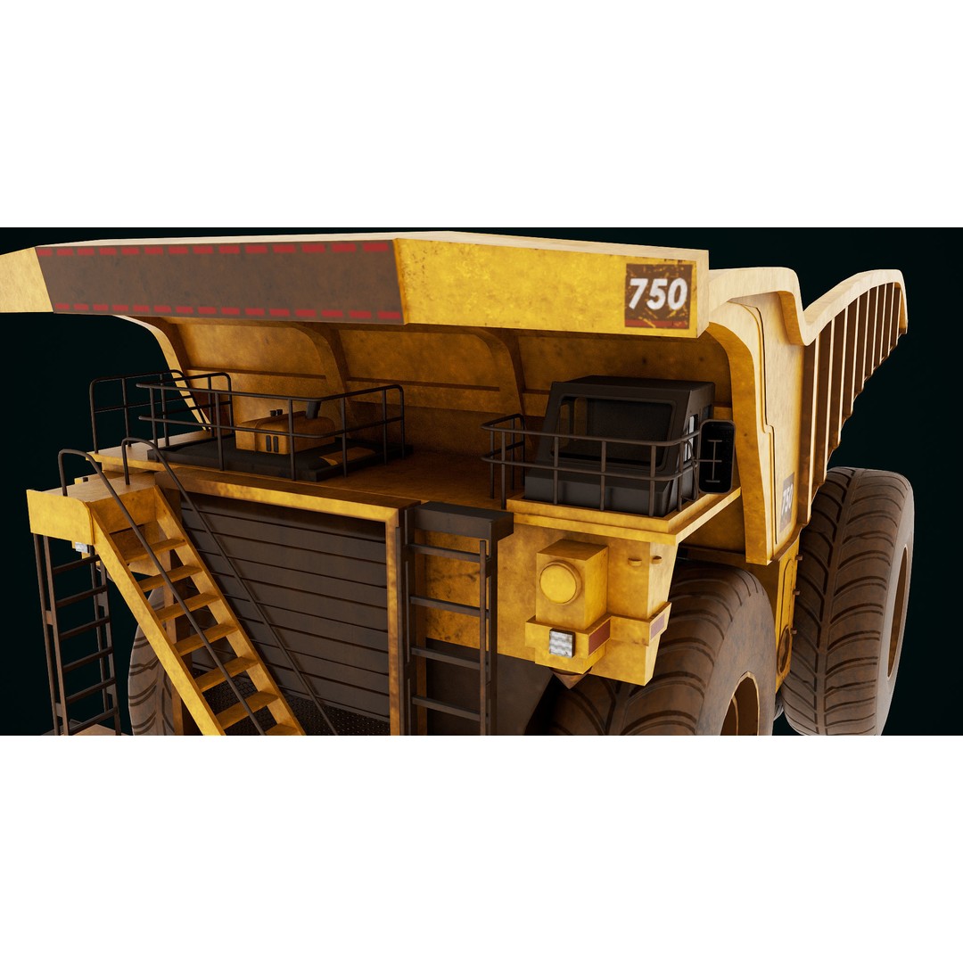 Dirty Mining Truck 3D Model – Rigged Low Poly Game Asset, FBX - View 17