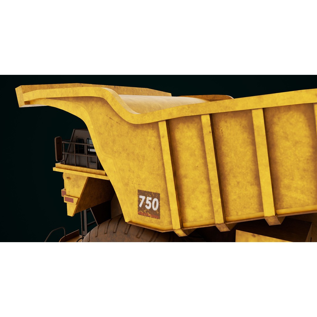 Dirty Mining Truck 3D Model – Rigged Low Poly Game Asset, FBX - View 18