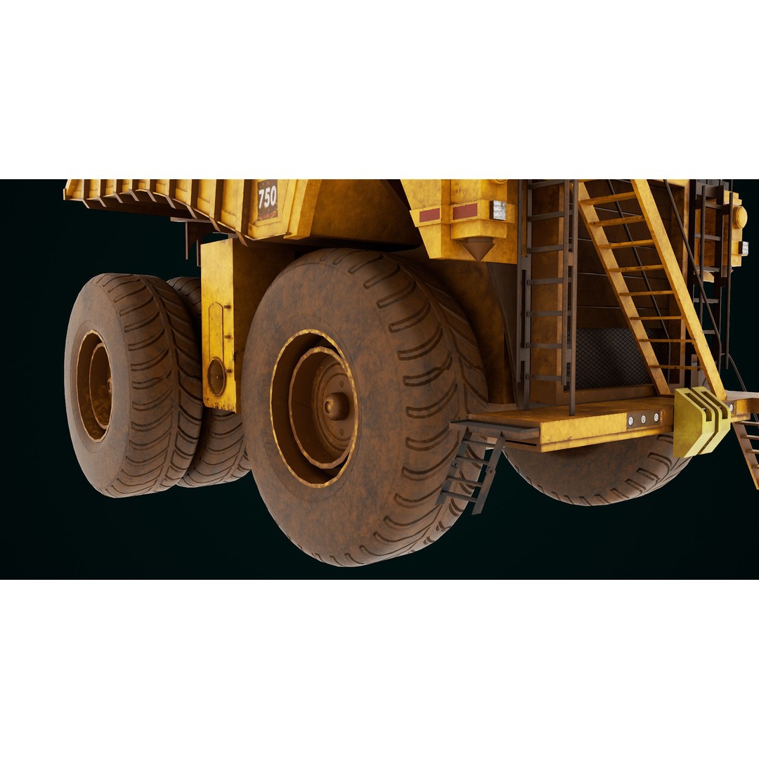 Dirty Mining Truck 3D Model – Rigged Low Poly Game Asset, FBX - View 19
