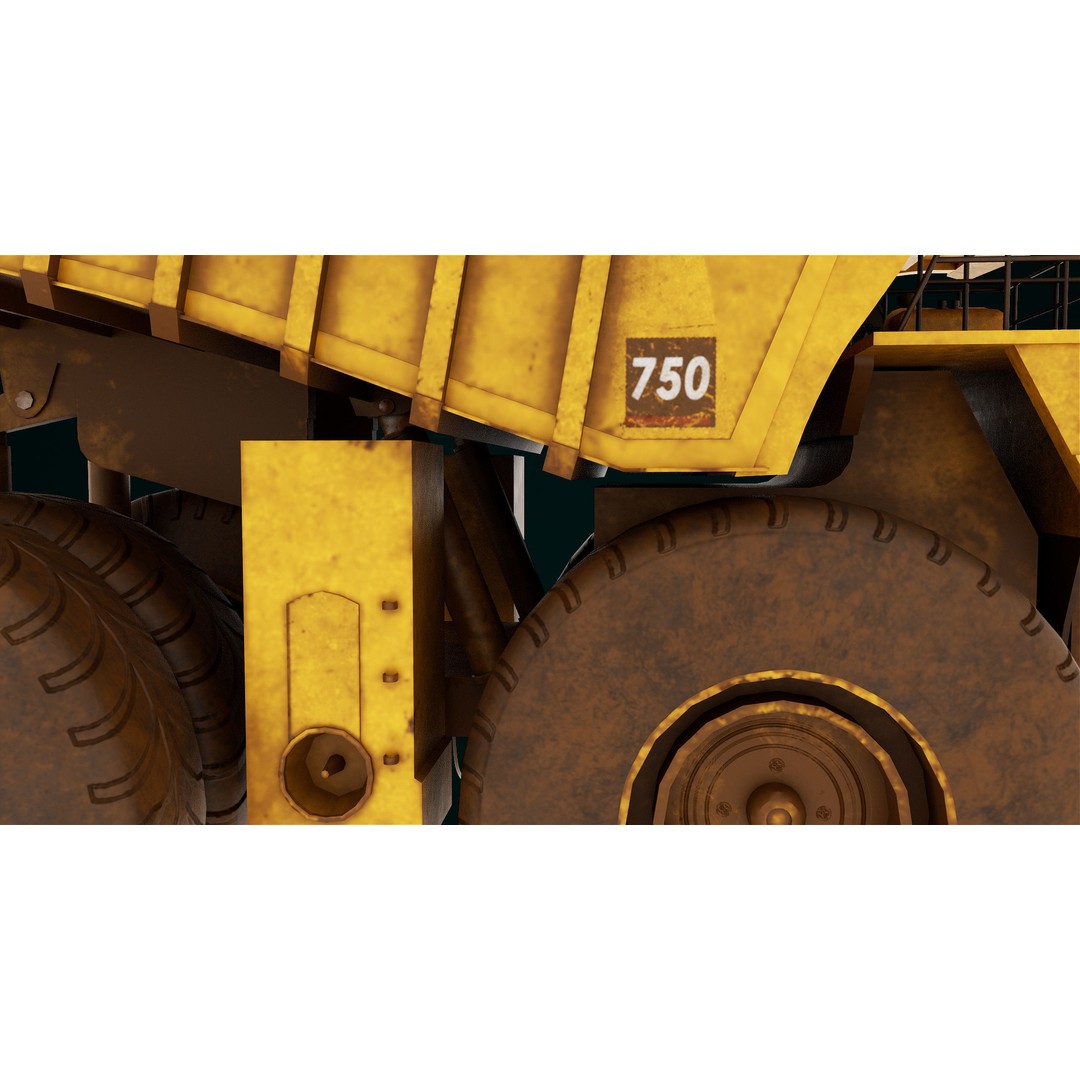 Dirty Mining Truck 3D Model – Rigged Low Poly Game Asset, FBX - View 22