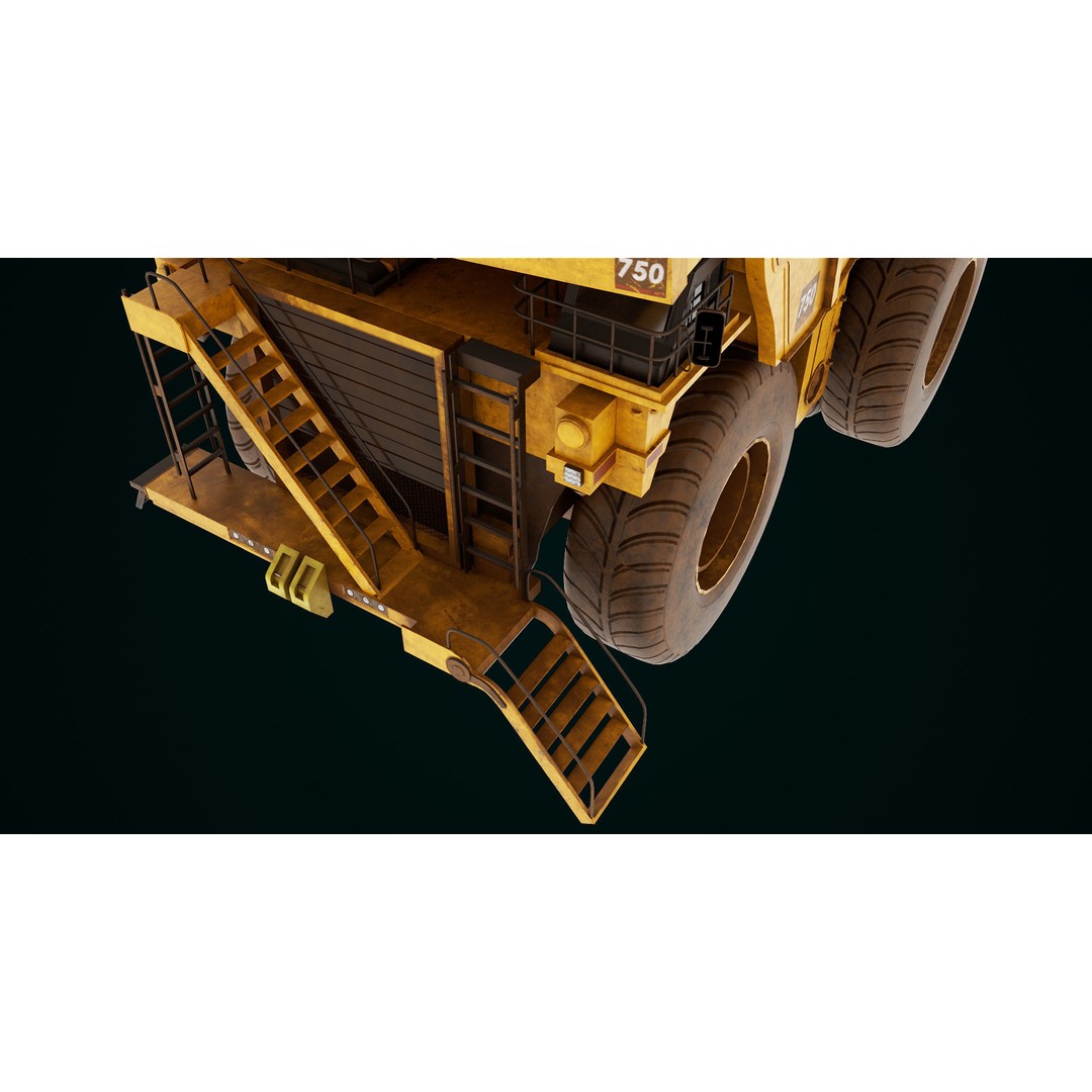 Dirty Mining Truck 3D Model – Rigged Low Poly Game Asset, FBX - View 23