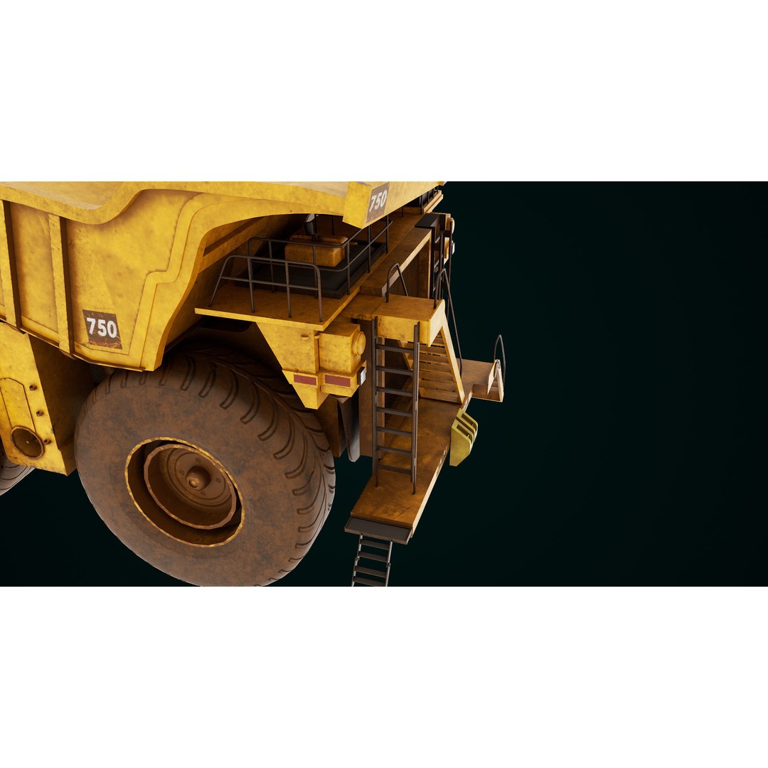 Dirty Mining Truck 3D Model – Rigged Low Poly Game Asset, FBX - View 24