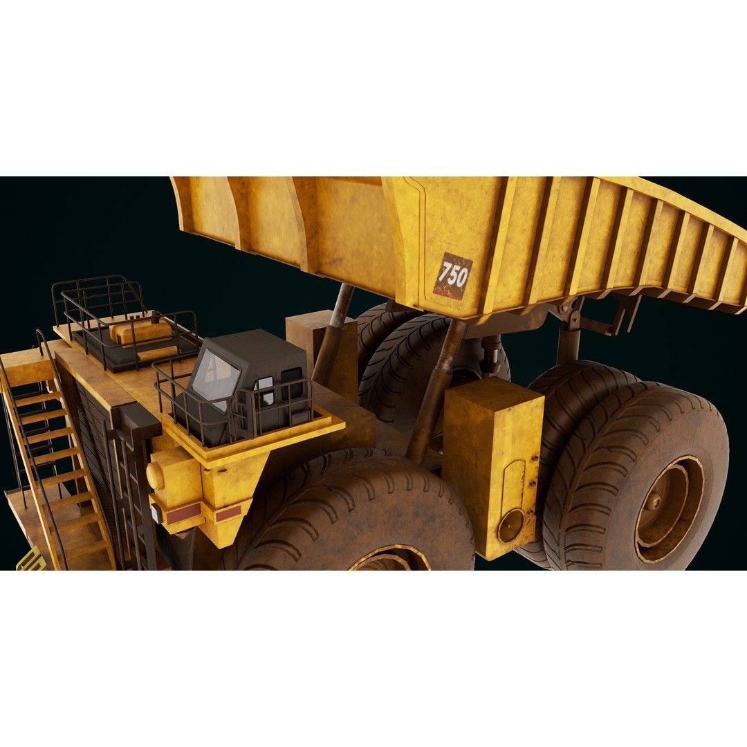 Dirty Mining Truck 3D Model – Rigged Low Poly Game Asset, FBX - View 26