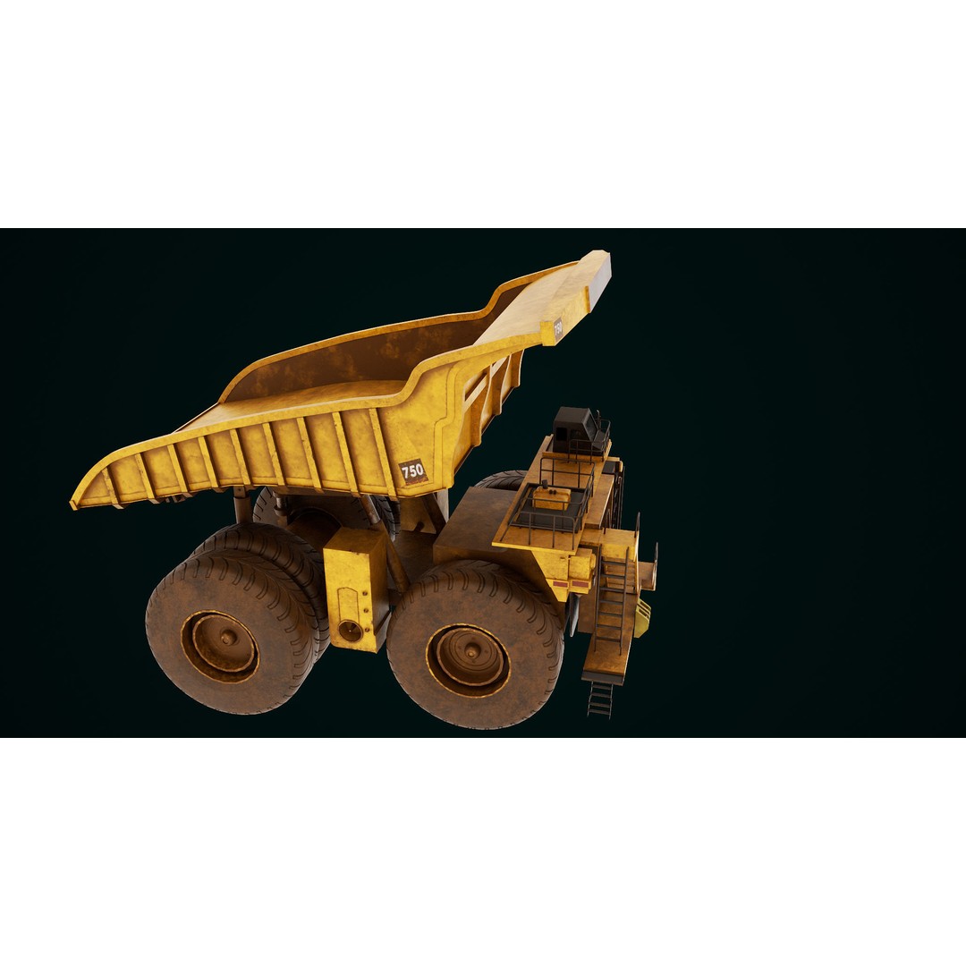 Dirty Mining Truck 3D Model – Rigged Low Poly Game Asset, FBX - View 27