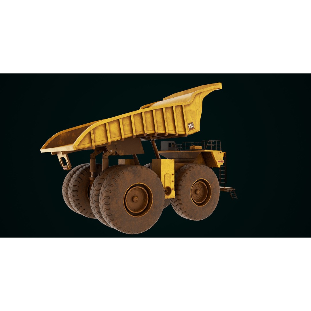 Dirty Mining Truck 3D Model – Rigged Low Poly Game Asset, FBX - View 28