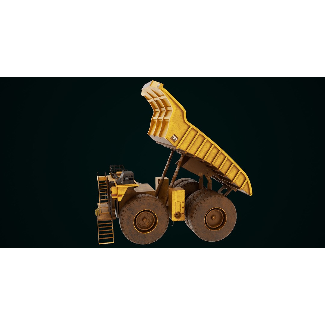 Dirty Mining Truck 3D Model – Rigged Low Poly Game Asset, FBX - View 29