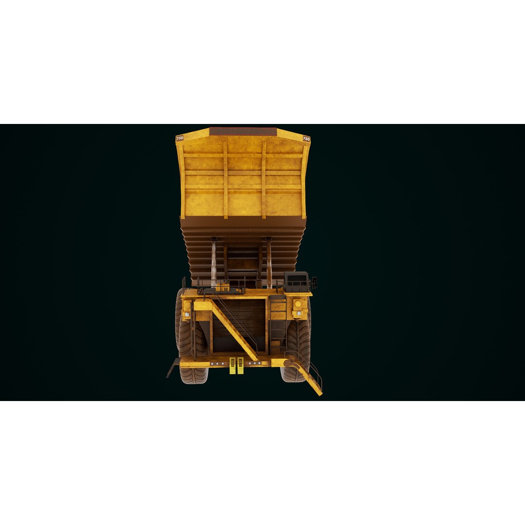 Dirty Mining Truck 3D Model – Rigged Low Poly Game Asset, FBX - View 30