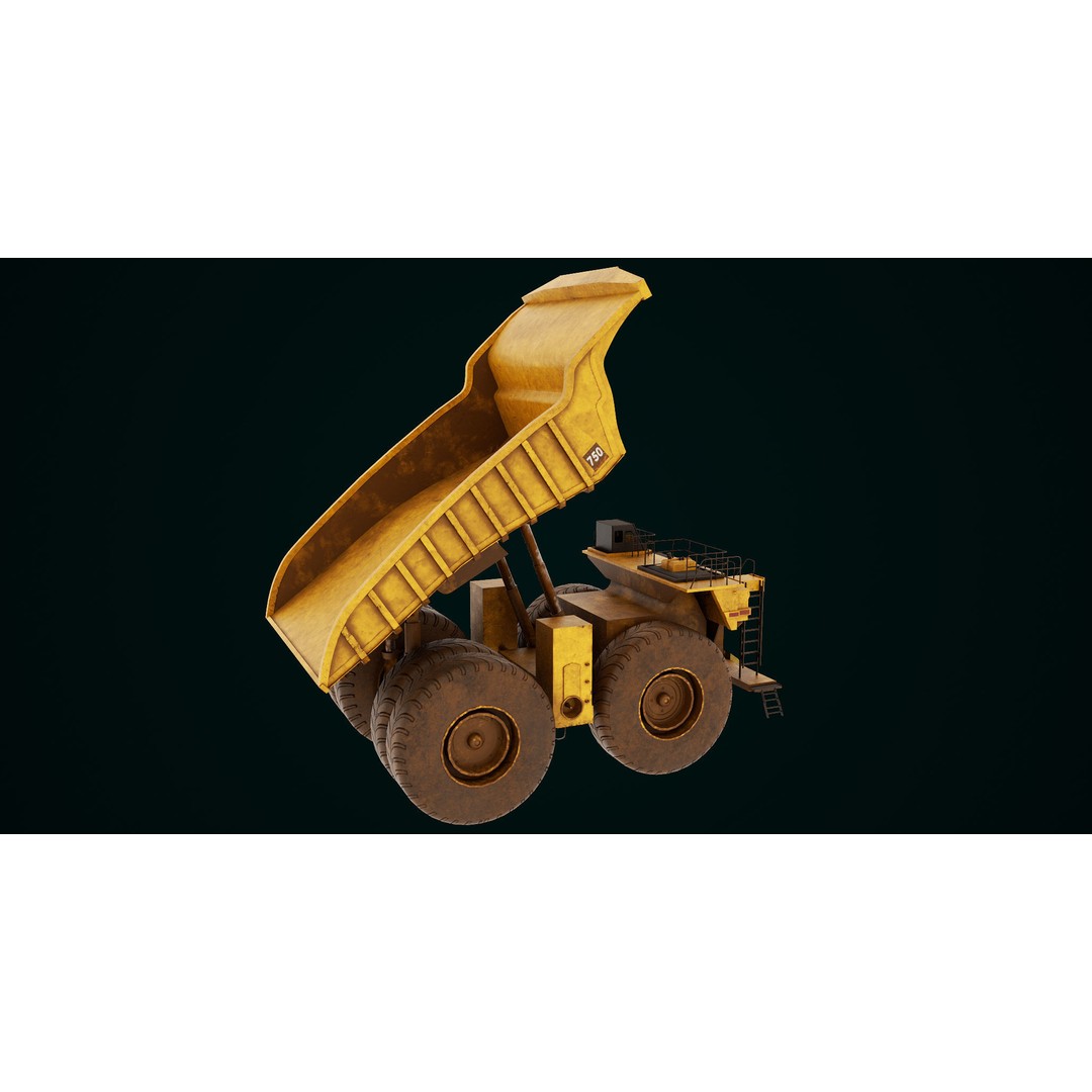 Dirty Mining Truck 3D Model – Rigged Low Poly Game Asset, FBX - View 31