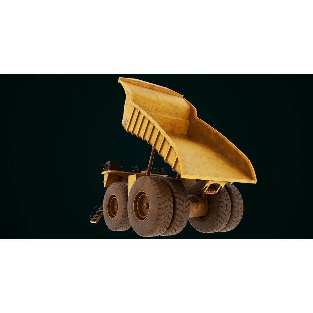 Dirty Mining Truck 3D Model – Rigged Low Poly Game Asset, FBX - View 32