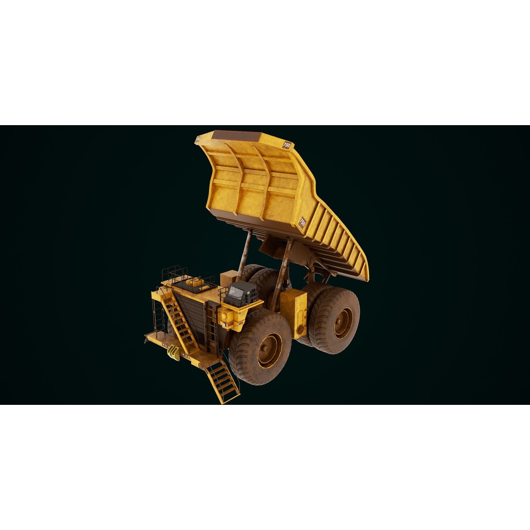Dirty Mining Truck 3D Model – Rigged Low Poly Game Asset, FBX - View 33