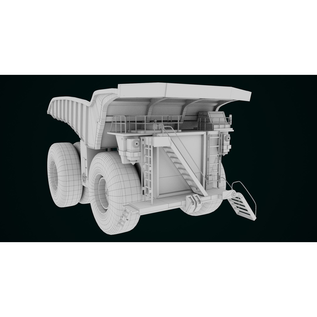 Dirty Mining Truck 3D Model – Rigged Low Poly Game Asset, FBX - View 34