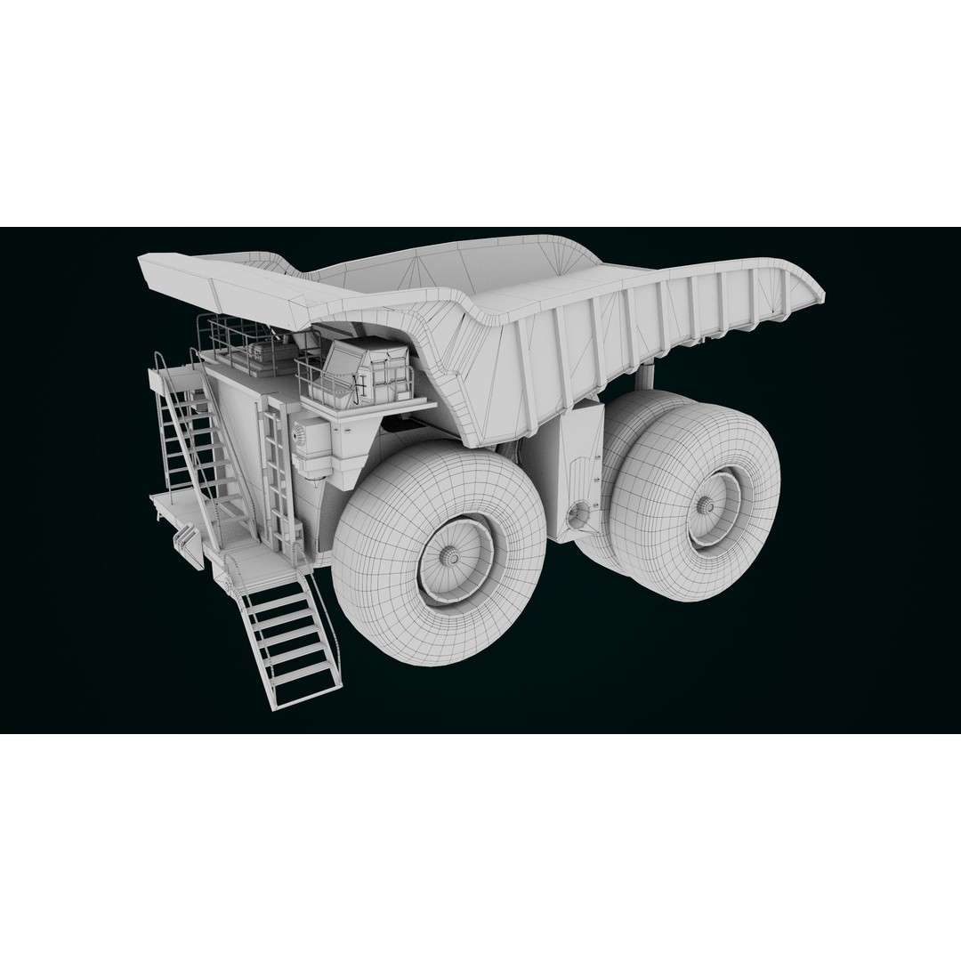 Dirty Mining Truck 3D Model – Rigged Low Poly Game Asset, FBX - View 35