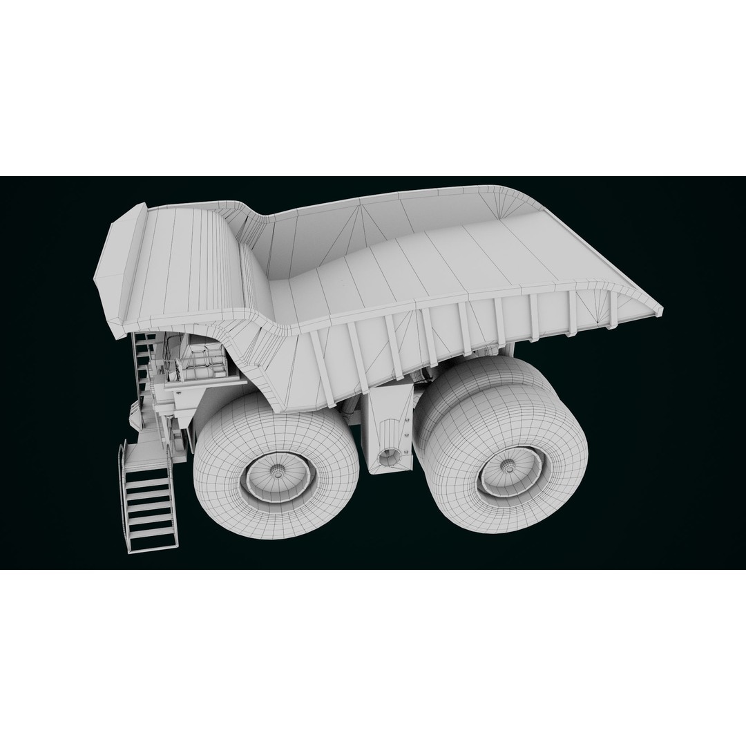 Dirty Mining Truck 3D Model – Rigged Low Poly Game Asset, FBX - View 37