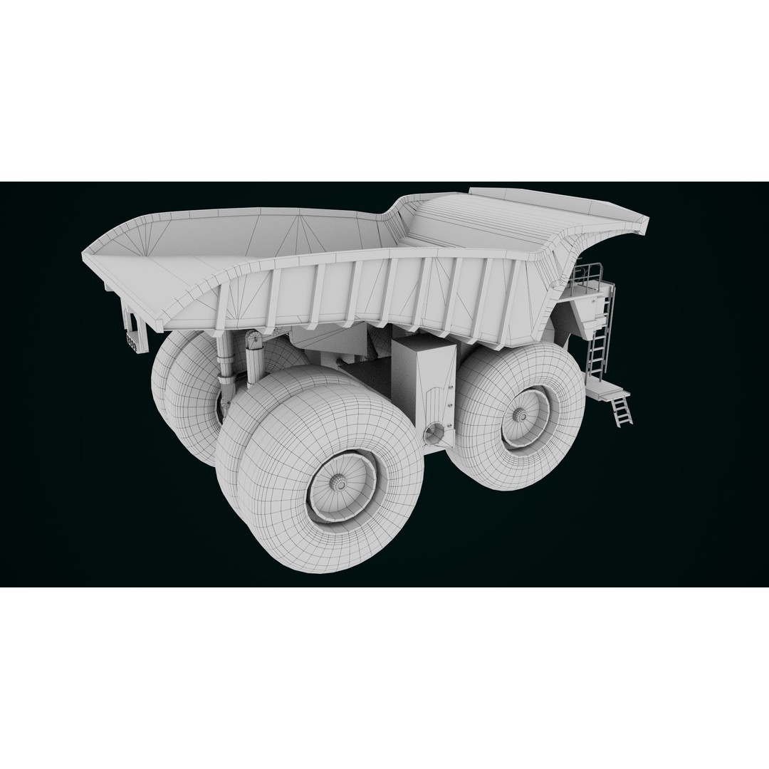 Dirty Mining Truck 3D Model – Rigged Low Poly Game Asset, FBX - View 39
