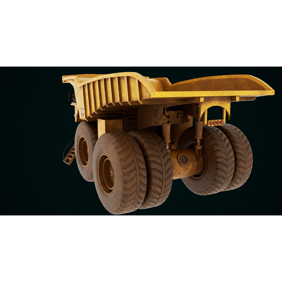 Dirty Mining Truck 3D Model – Rigged Low Poly Game Asset, FBX - View 4