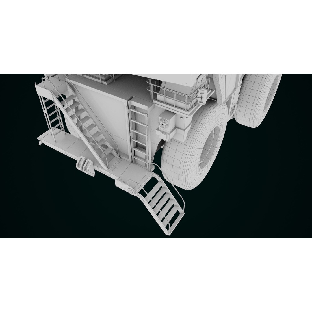 Dirty Mining Truck 3D Model – Rigged Low Poly Game Asset, FBX - View 47