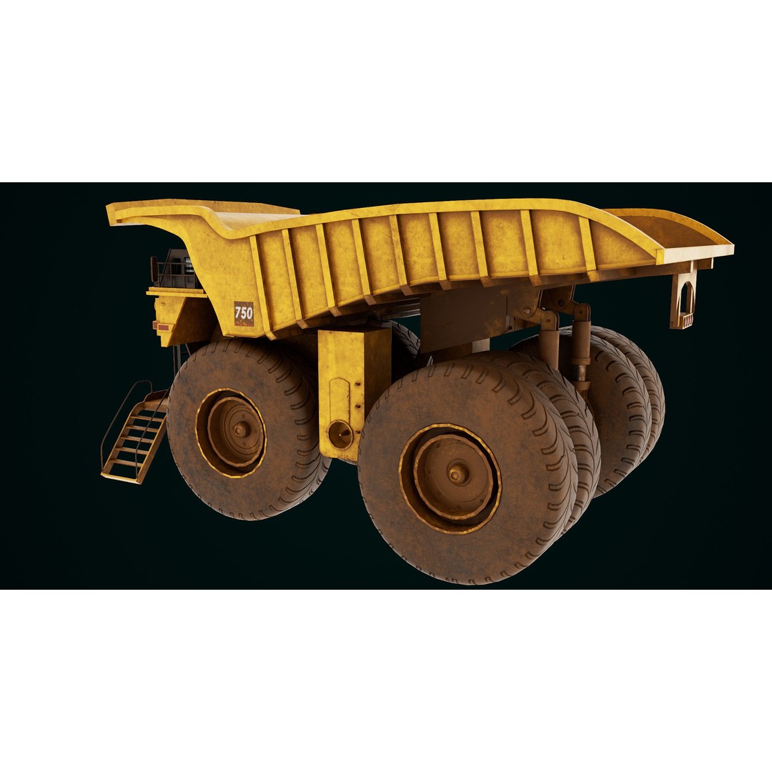 Dirty Mining Truck 3D Model – Rigged Low Poly Game Asset, FBX - View 5