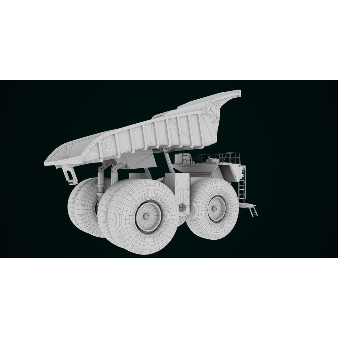 Dirty Mining Truck 3D Model – Rigged Low Poly Game Asset, FBX - View 53