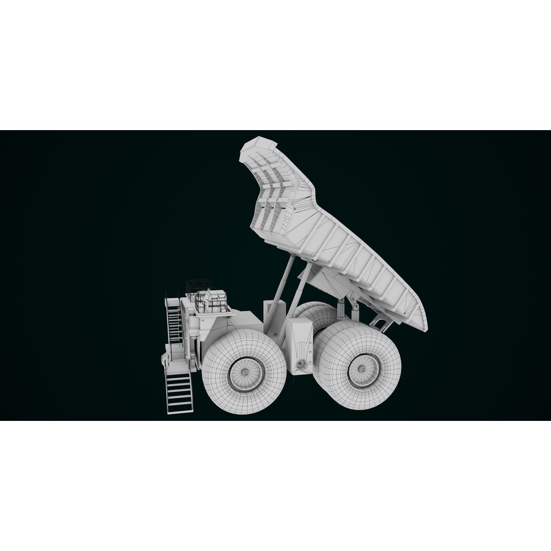 Dirty Mining Truck 3D Model – Rigged Low Poly Game Asset, FBX - View 54