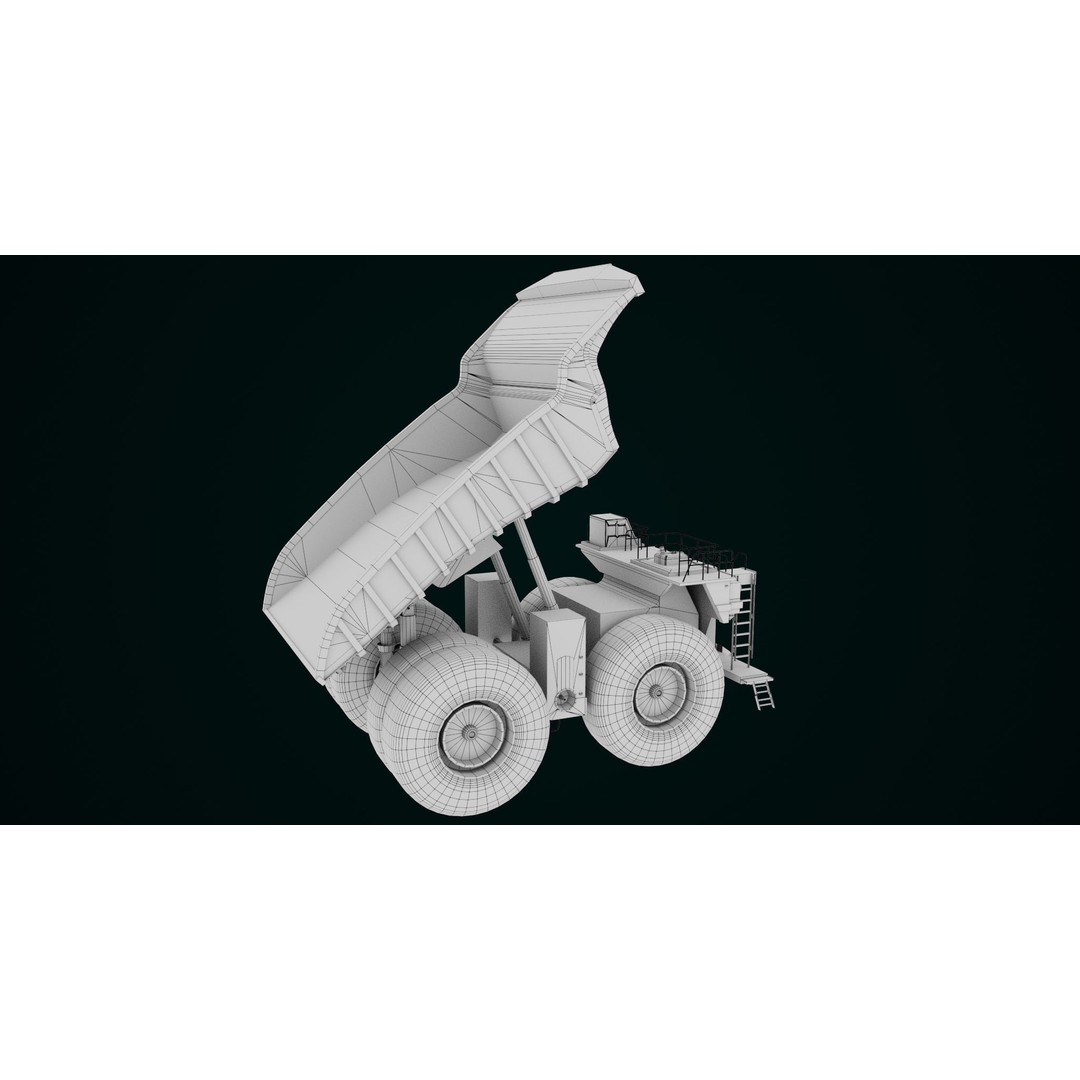 Dirty Mining Truck 3D Model – Rigged Low Poly Game Asset, FBX - View 56