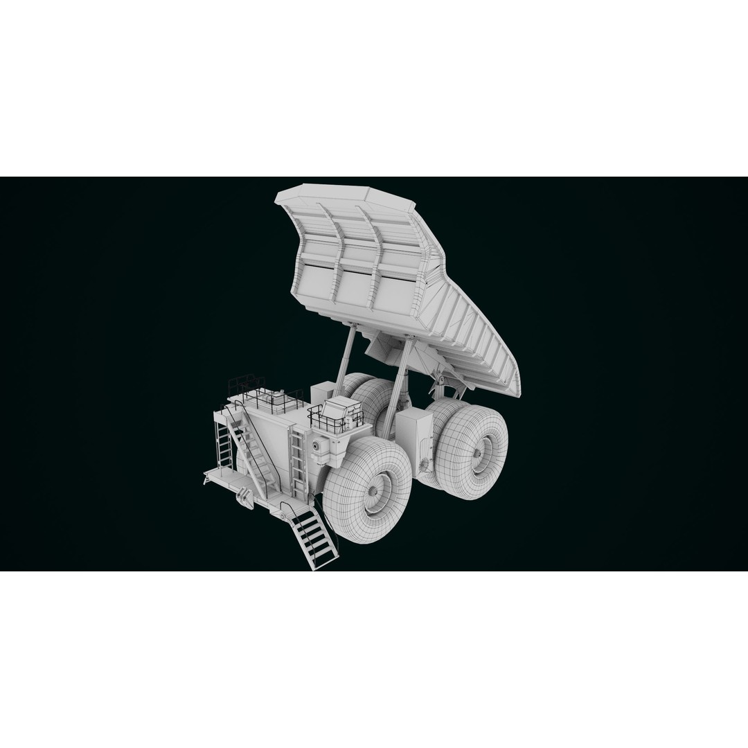 Dirty Mining Truck 3D Model – Rigged Low Poly Game Asset, FBX - View 58