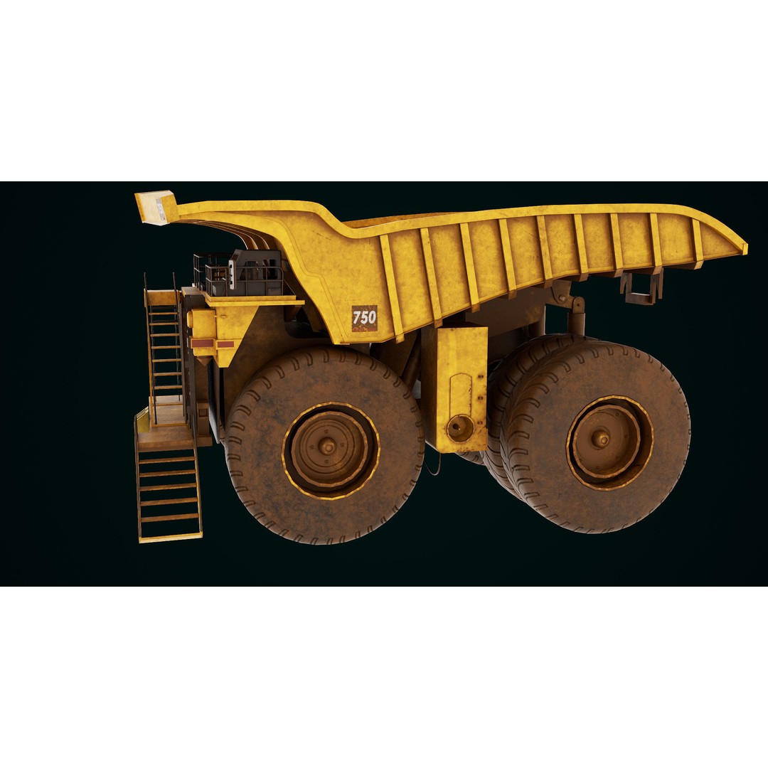 Dirty Mining Truck 3D Model – Rigged Low Poly Game Asset, FBX - View 7