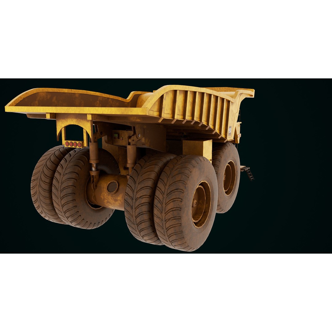 Dirty Mining Truck 3D Model – Rigged Low Poly Game Asset, FBX - View 9