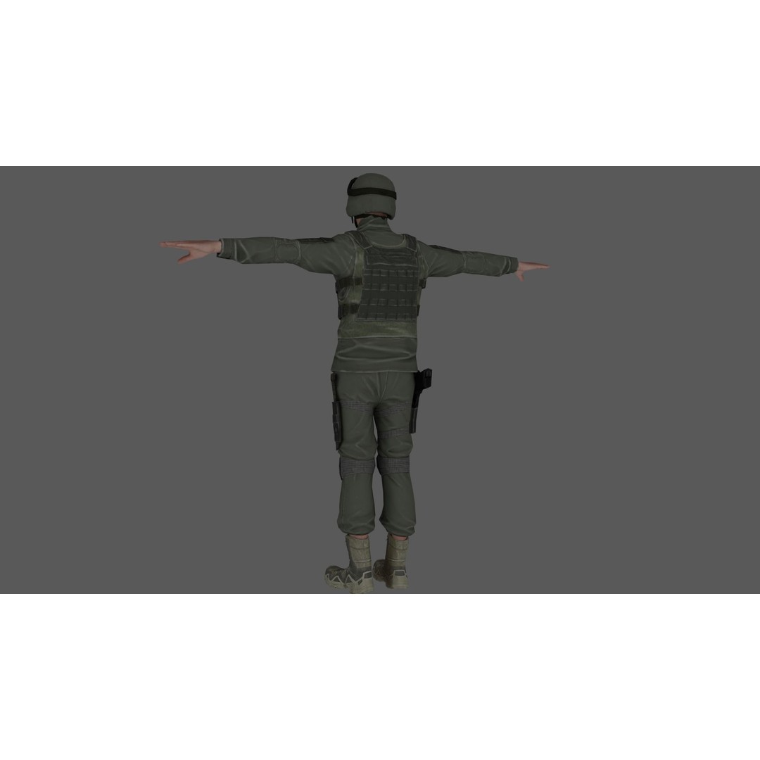 Rigged Soldier 3D Model – Detailed Military Character, FBX, PBR - View 10