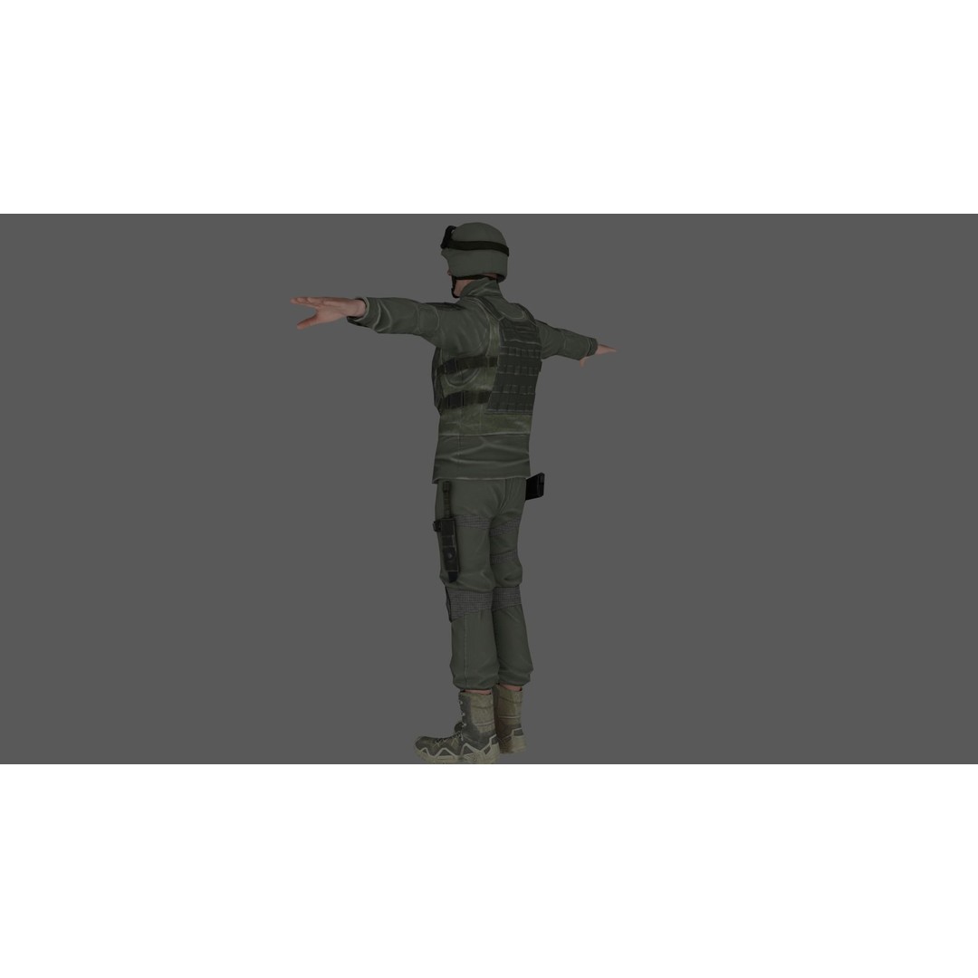 Rigged Soldier 3D Model – Detailed Military Character, FBX, PBR - View 11