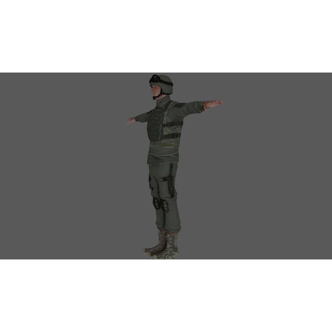 Rigged Soldier 3D Model – Detailed Military Character, FBX, PBR - View 13