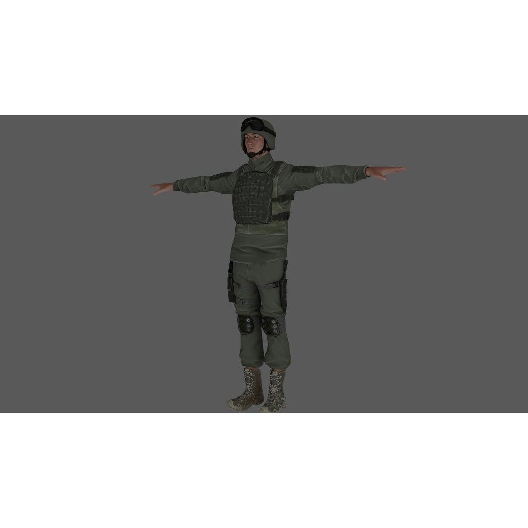 Rigged Soldier 3D Model – Detailed Military Character, FBX, PBR - View 14