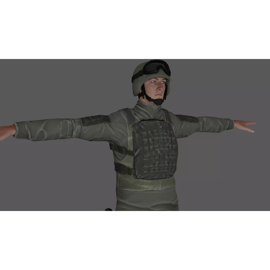Rigged Soldier 3D Model – Detailed Military Character, FBX, PBR - View 2