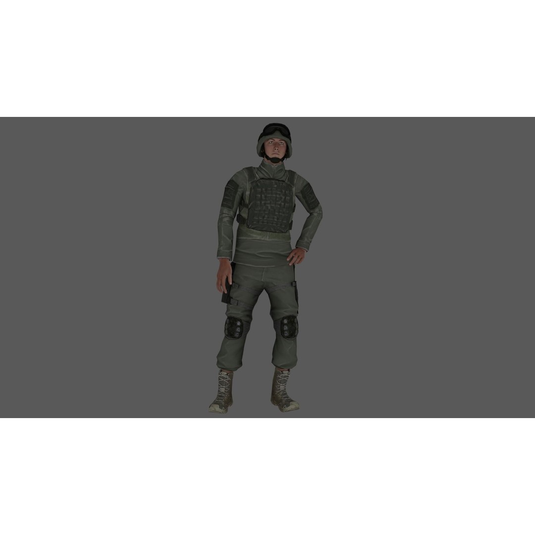 Rigged Soldier 3D Model – Detailed Military Character, FBX, PBR - View 21