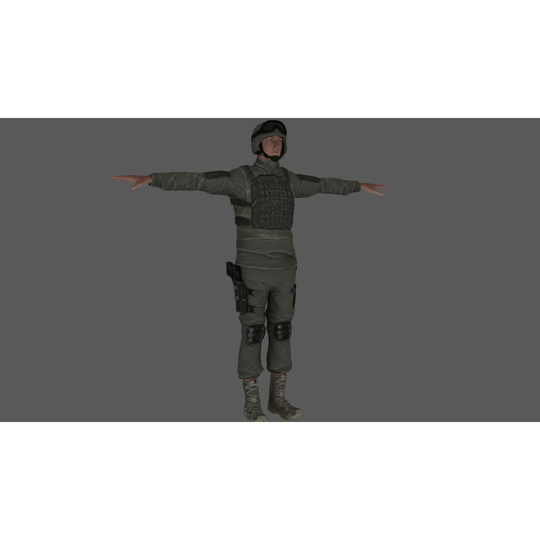 Rigged Soldier 3D Model – Detailed Military Character, FBX, PBR - View 4