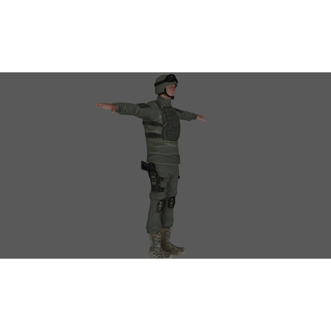 Rigged Soldier 3D Model – Detailed Military Character, FBX, PBR - View 5