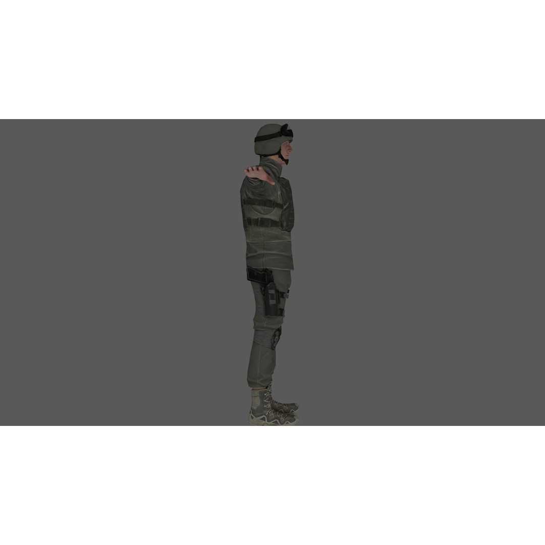 Rigged Soldier 3D Model – Detailed Military Character, FBX, PBR - View 6