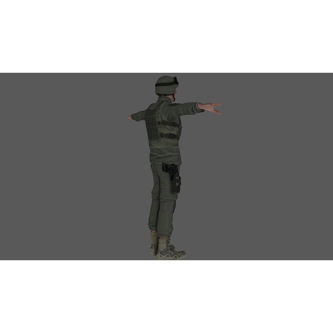 Rigged Soldier 3D Model – Detailed Military Character, FBX, PBR - View 7