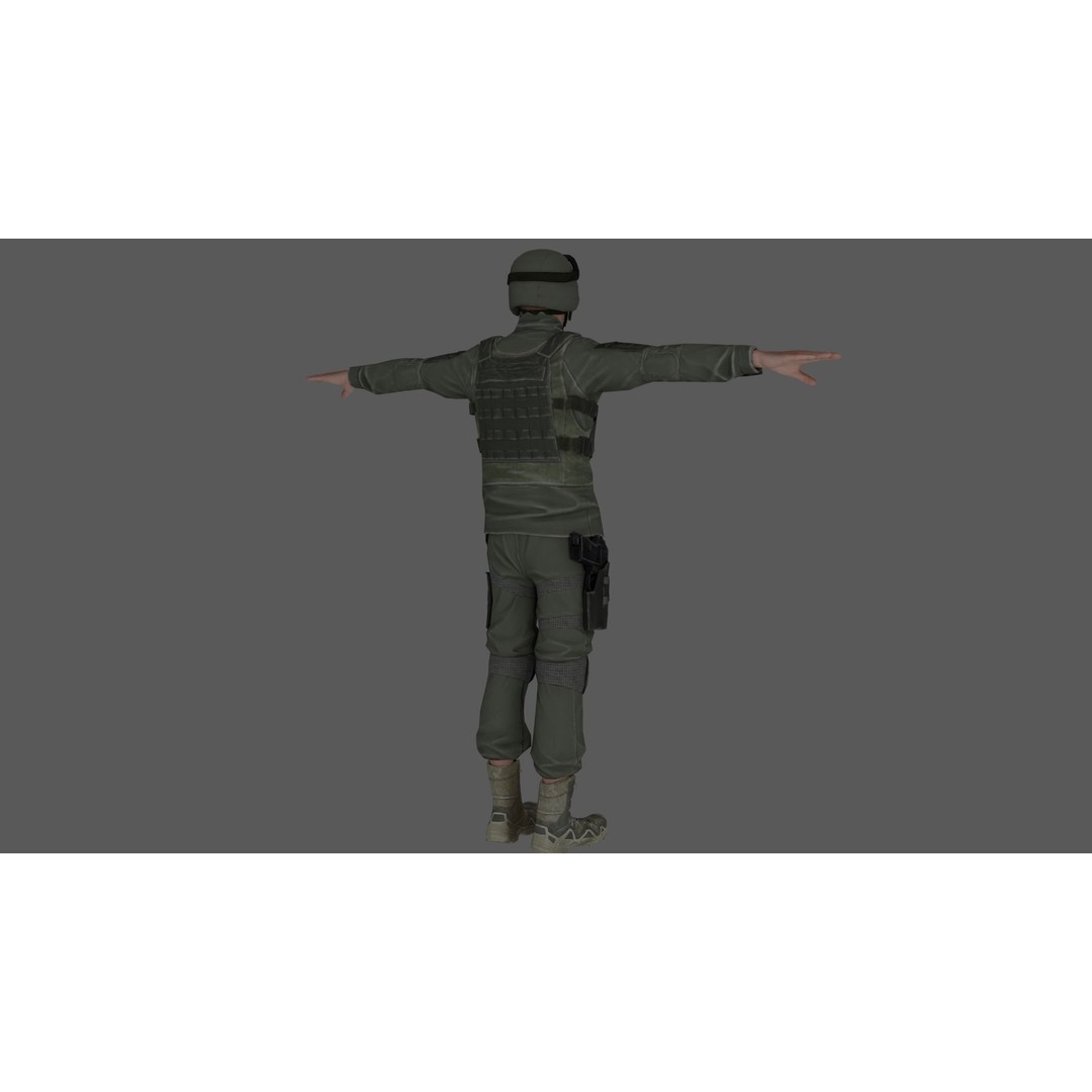 Rigged Soldier 3D Model – Detailed Military Character, FBX, PBR - View 8