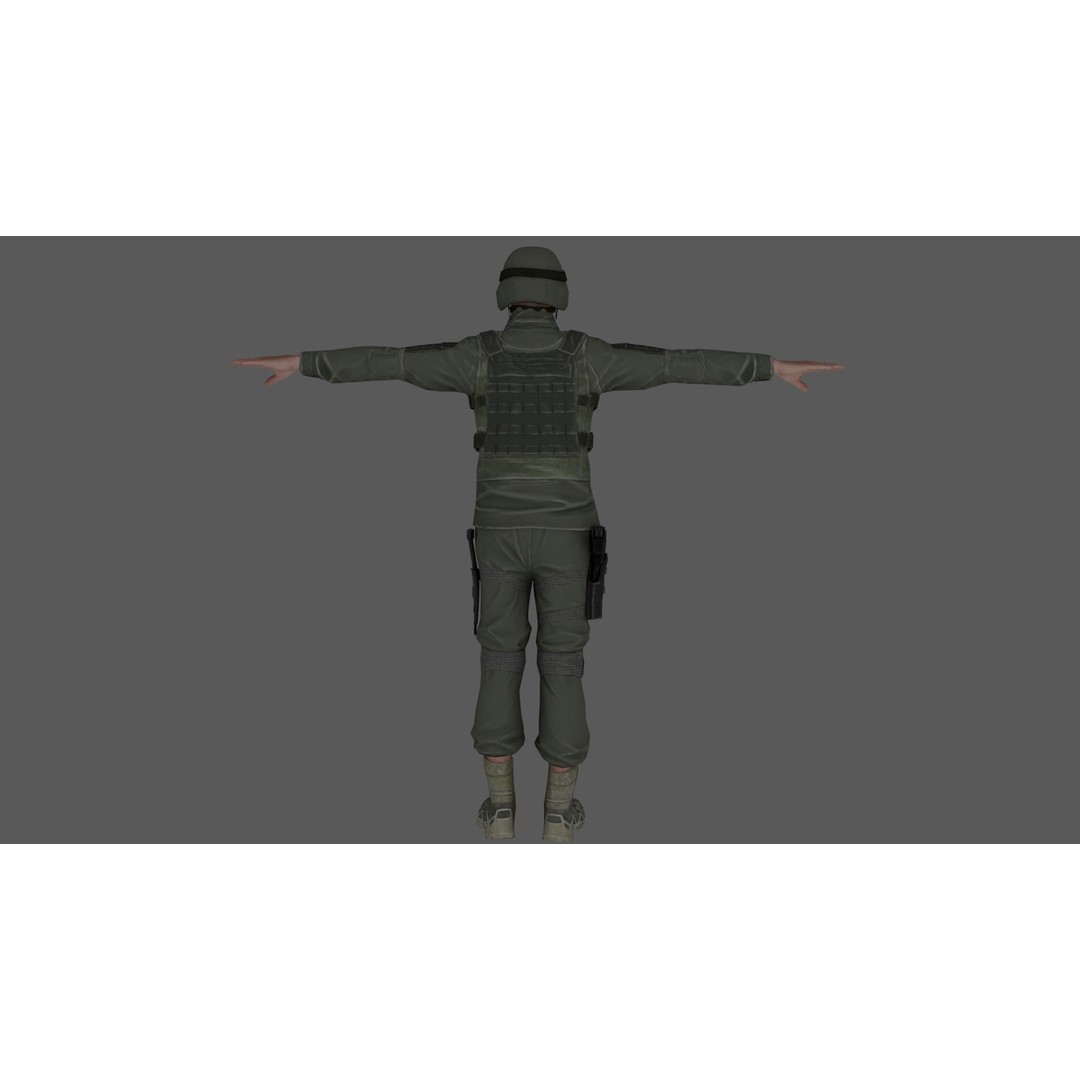 Rigged Soldier 3D Model – Detailed Military Character, FBX, PBR - View 9
