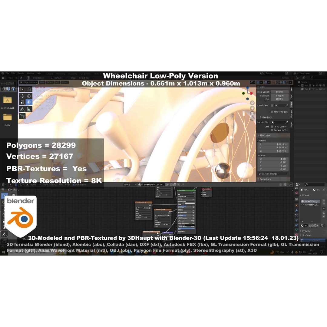 Wheelchair 3D Model – Low Poly PBR Textured Game Asset, FBX & OBJ - View 107