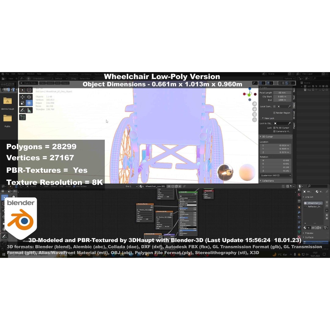 Wheelchair 3D Model – Low Poly PBR Textured Game Asset, FBX & OBJ - View 108