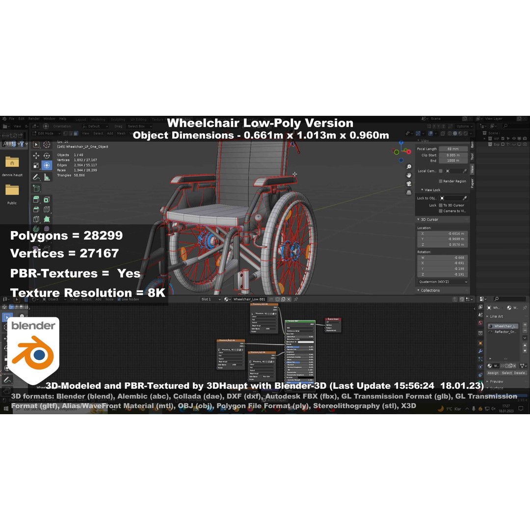 Wheelchair 3D Model – Low Poly PBR Textured Game Asset, FBX & OBJ - View 111