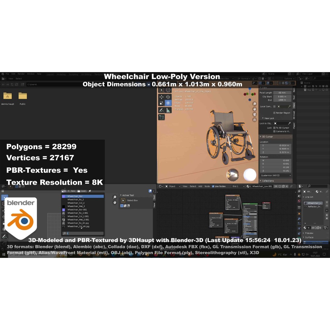 Wheelchair 3D Model – Low Poly PBR Textured Game Asset, FBX & OBJ - View 121