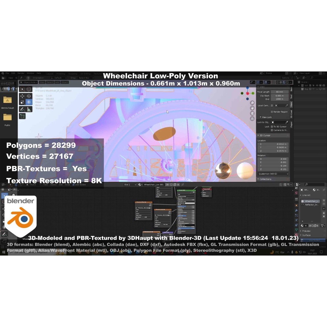 Wheelchair 3D Model – Low Poly PBR Textured Game Asset, FBX & OBJ - View 131
