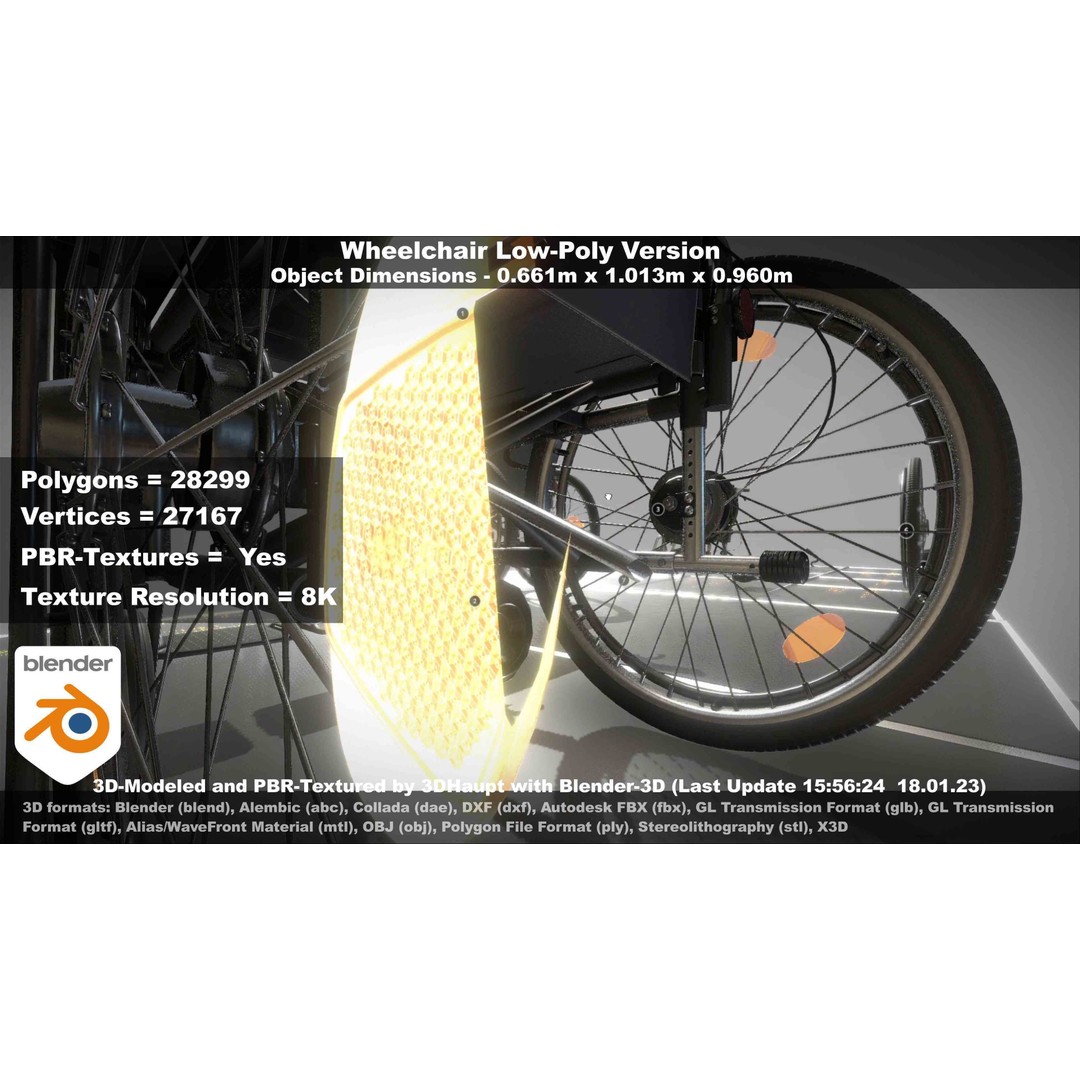 Wheelchair 3D Model – Low Poly PBR Textured Game Asset, FBX & OBJ - View 132