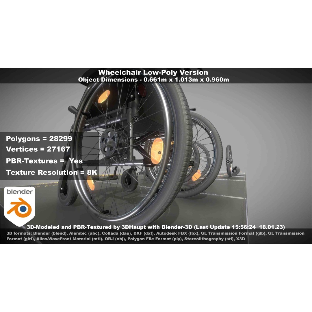 Wheelchair 3D Model – Low Poly PBR Textured Game Asset, FBX & OBJ - View 133