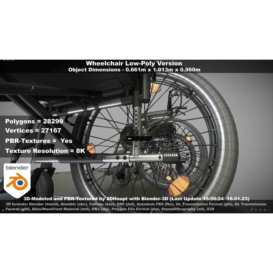 Wheelchair 3D Model – Low Poly PBR Textured Game Asset, FBX & OBJ - View 136
