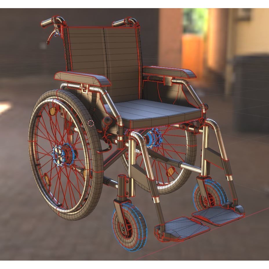 Wheelchair 3D Model – Low Poly PBR Textured Game Asset, FBX & OBJ - View 15