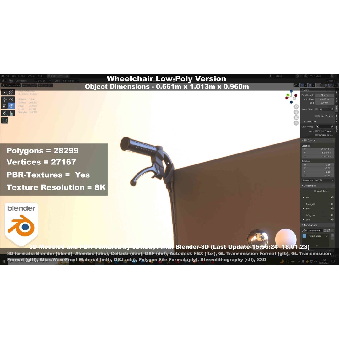 Wheelchair 3D Model – Low Poly PBR Textured Game Asset, FBX & OBJ - View 26